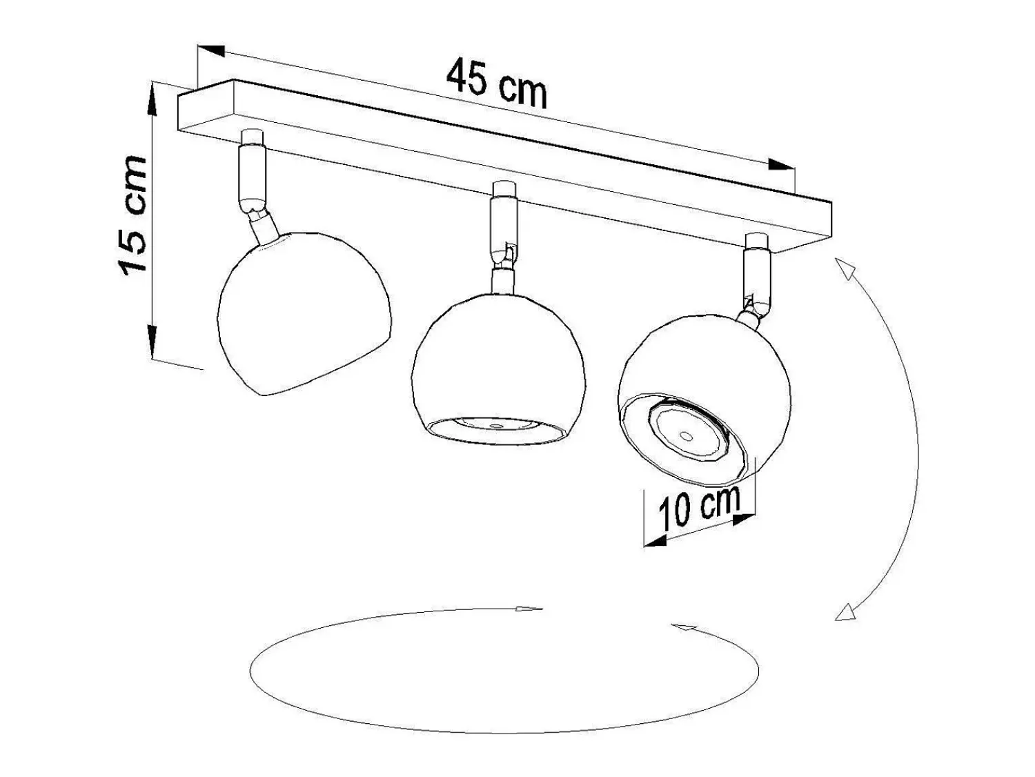Sollux Lighting Plafón^Sollux OCULARE - Barra de 3 focos de luz , GU10 Negro