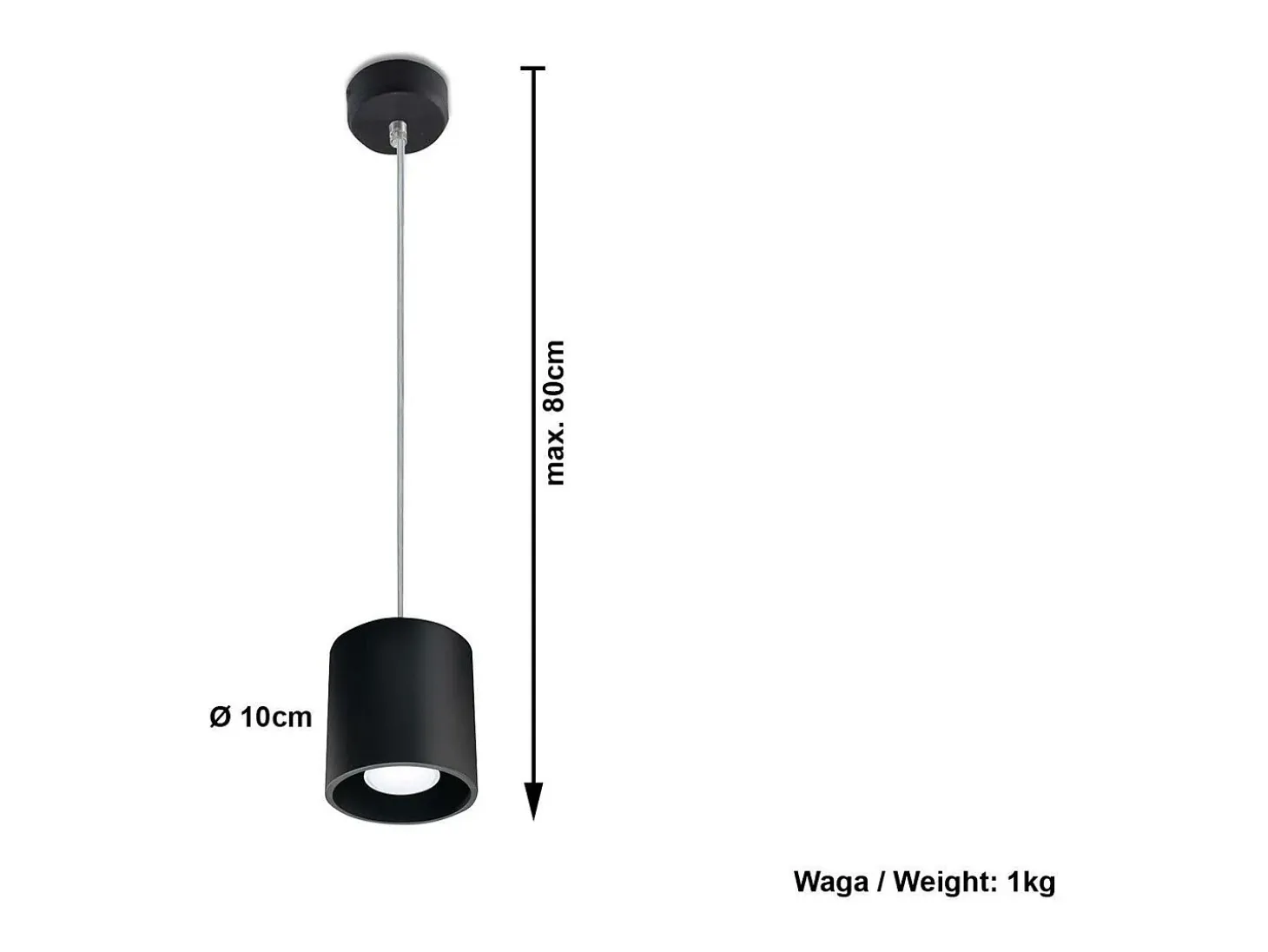 Sollux ORBIS - Lámpara colgante de techo redonda con 1 luz Negra, GU10