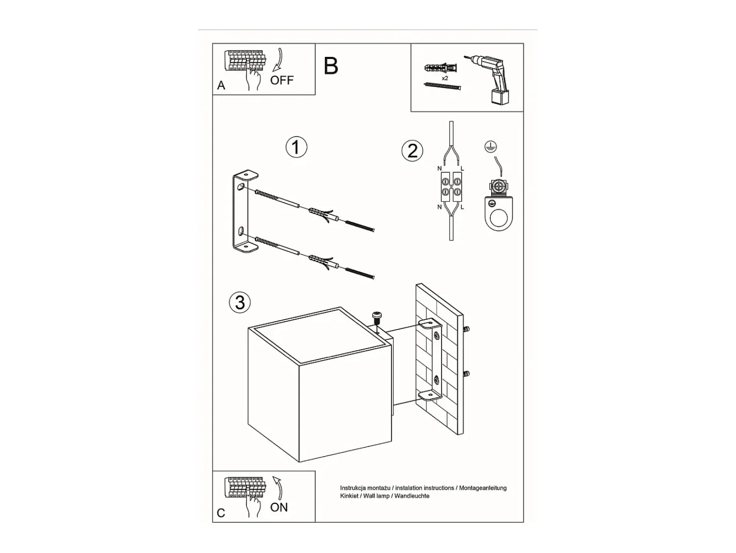 Sollux Lighting Aplique Para Pared^Sollux QUAD - 1 lámpara de pared Light Up Down Negra, G9 Negro