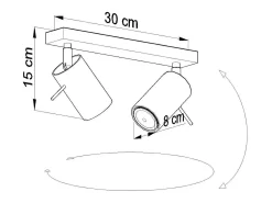 Sollux Lighting Plafón^Sollux RING - Barra de 2 focos de luz , GU10 Gris