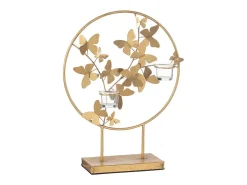 Soporte para velas de metal dorado 35*14*46.5 cm