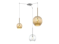 Sosp. Cromo Spostabile 3 Luci Vetri (Grande Am + Medio Tr + Piccolo Am)