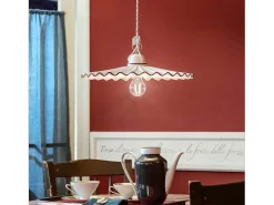 Sospensione Classica L'Aquila Ottone E Ceramica Decorato Diam. 41Cm 1 Luce E27