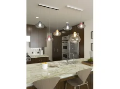 Sospensione Cromo 3 Luci Rettangolare Vetri (1 X Piccolo Ru + 1 X Piccolo Za + 1 X Piccolo Am)
