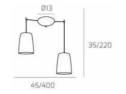 Discount Sospensione Cromo Spostabile 2 Luci (1 Am + 1 Ra) Cobrizo