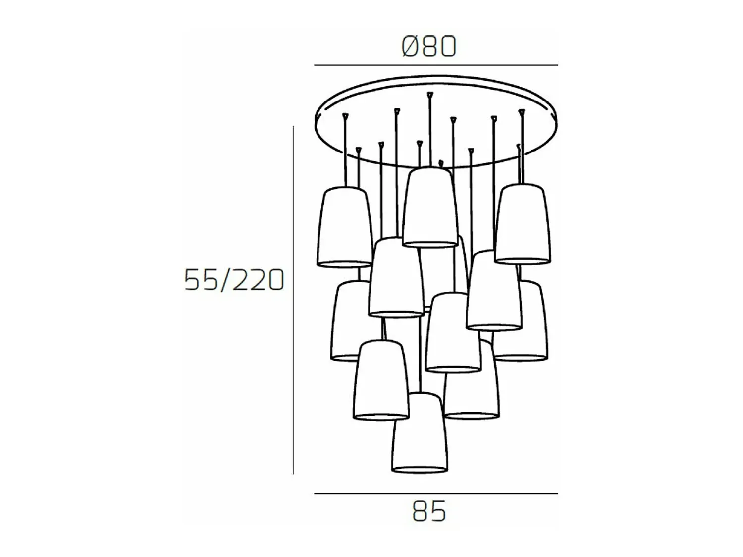 Outlet Sospensione Cromo Tonda 12 Luci (6 Ra + 6 Cr) Cobrizo