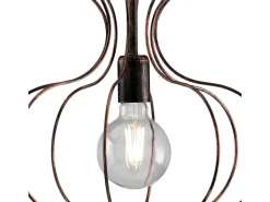 Lámpara Suspendida^Sospensione Industrial Titty 1 Luce Ferro Laccato Nero E Rame Cobrizo