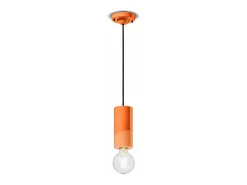 Sospensione Media Vintage Decò Pi Ceramica Arancio Pesca 1 Luce E27