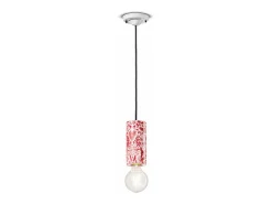Ferroluce Lámpara Suspendida^Sospensione Media Vintage Decò Pi Ceramica Ming Blu 1 Luce E27 Azul