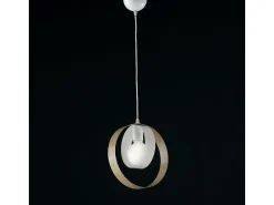 Sospensione Moderna 1 Luce Cerchi Ferro Bianco e Tortora Serie Bolla