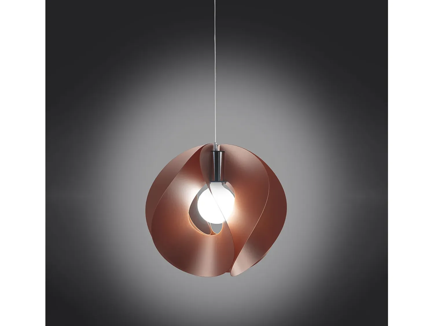 Lámpara Suspendida^Sospensione Moderna Atom Polilux ® Rame E Metallo Cromo 1 Luce E27 D54Cm Cobrizo