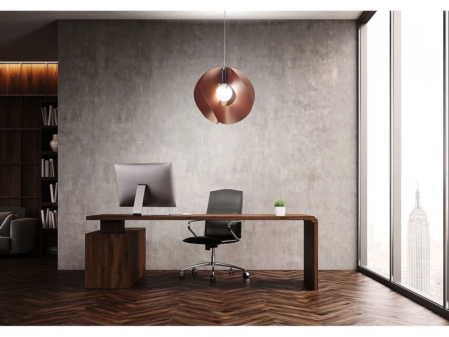 Lámpara Suspendida^Sospensione Moderna Atom Polilux ® Rame E Metallo Cromo 1 Luce E27 D54Cm Cobrizo