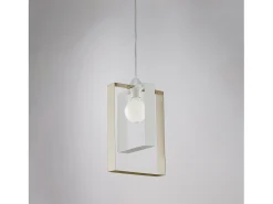Sospensione Moderna Duplo 1 Luce Ferro Laccato Bianco E Tortora
