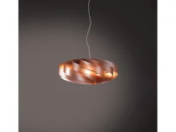 Sospensione Moderna Flat Polilux ® Rame E Metallo Cromo 1 Luce E27 D50Cm