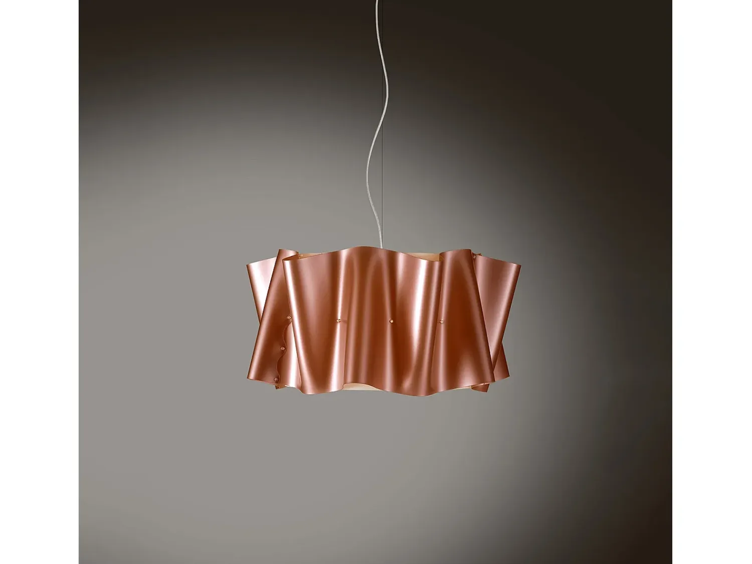 Lámpara Suspendida^Sospensione Moderna Folio Polilux ® Rame E Metallo Cromo 1 Luce E27 D60Cm Cobrizo