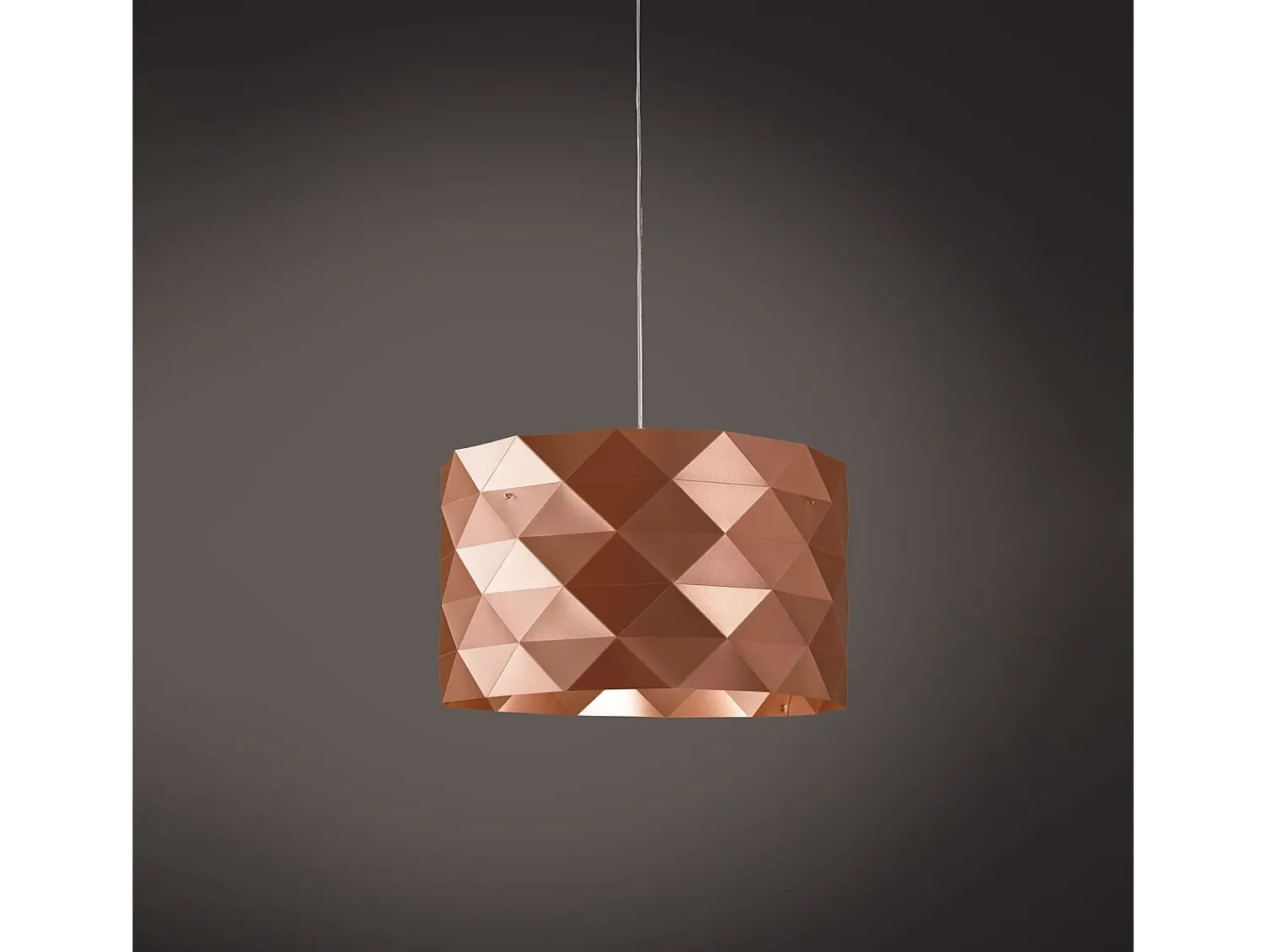 Lámpara Suspendida^Sospensione Moderna Prisma Polilux ® Rame E Metallo Cromo 1 Luce E27 D40Cm Cobrizo