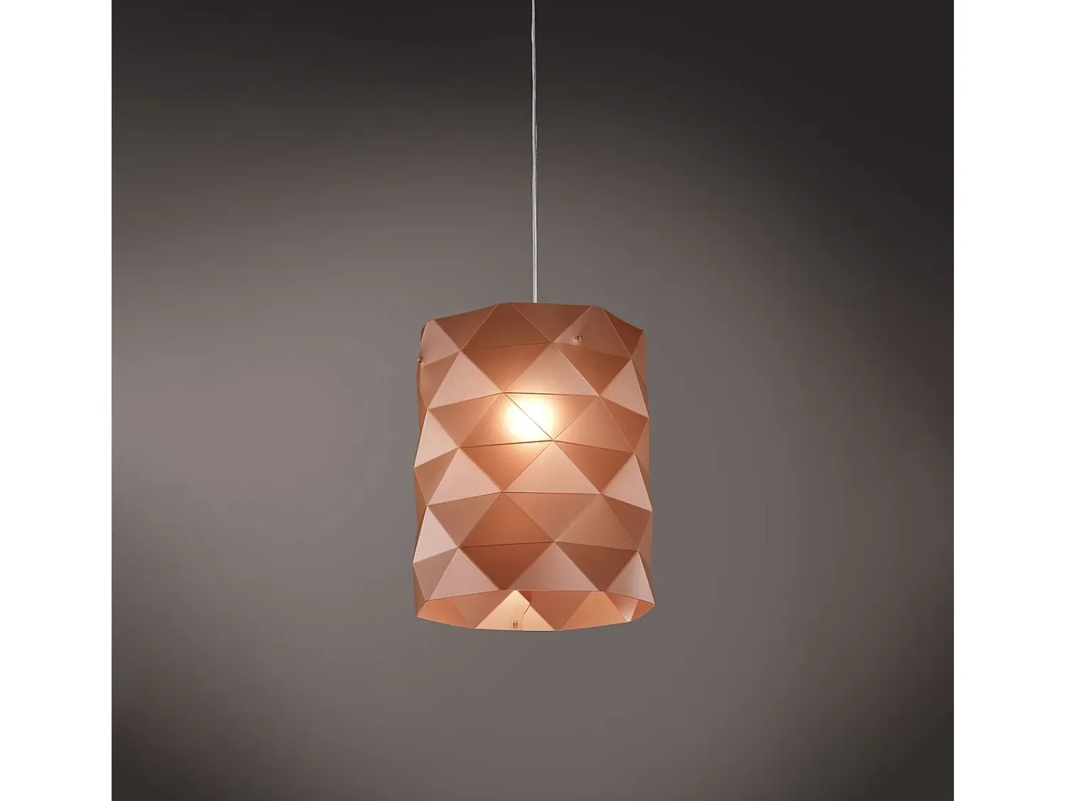 Lámpara Suspendida^Sospensione Moderna Prisma Polilux ® Rame E Metallo Cromo 1 Luce E27 D27Cm Cobrizo