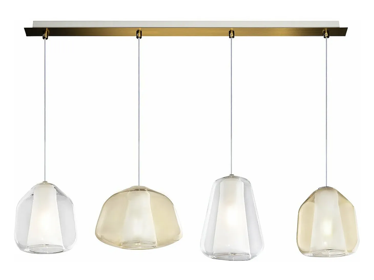 Sospensione Ottone Sat. 4 Luci Rettangolare Alpha Am + Beta Tr + Beta Am + Gamma Tr
