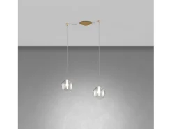 Best Sospensione Ottone Sat. 2 Luci Spostabile Vetri Trasparente Transparente