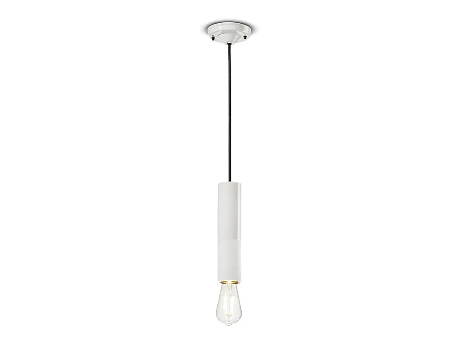 Ferroluce Sospensione Piccola Vintage Decò Pi Ceramica Bianco Grezzo 1 Luce E27 Blanco