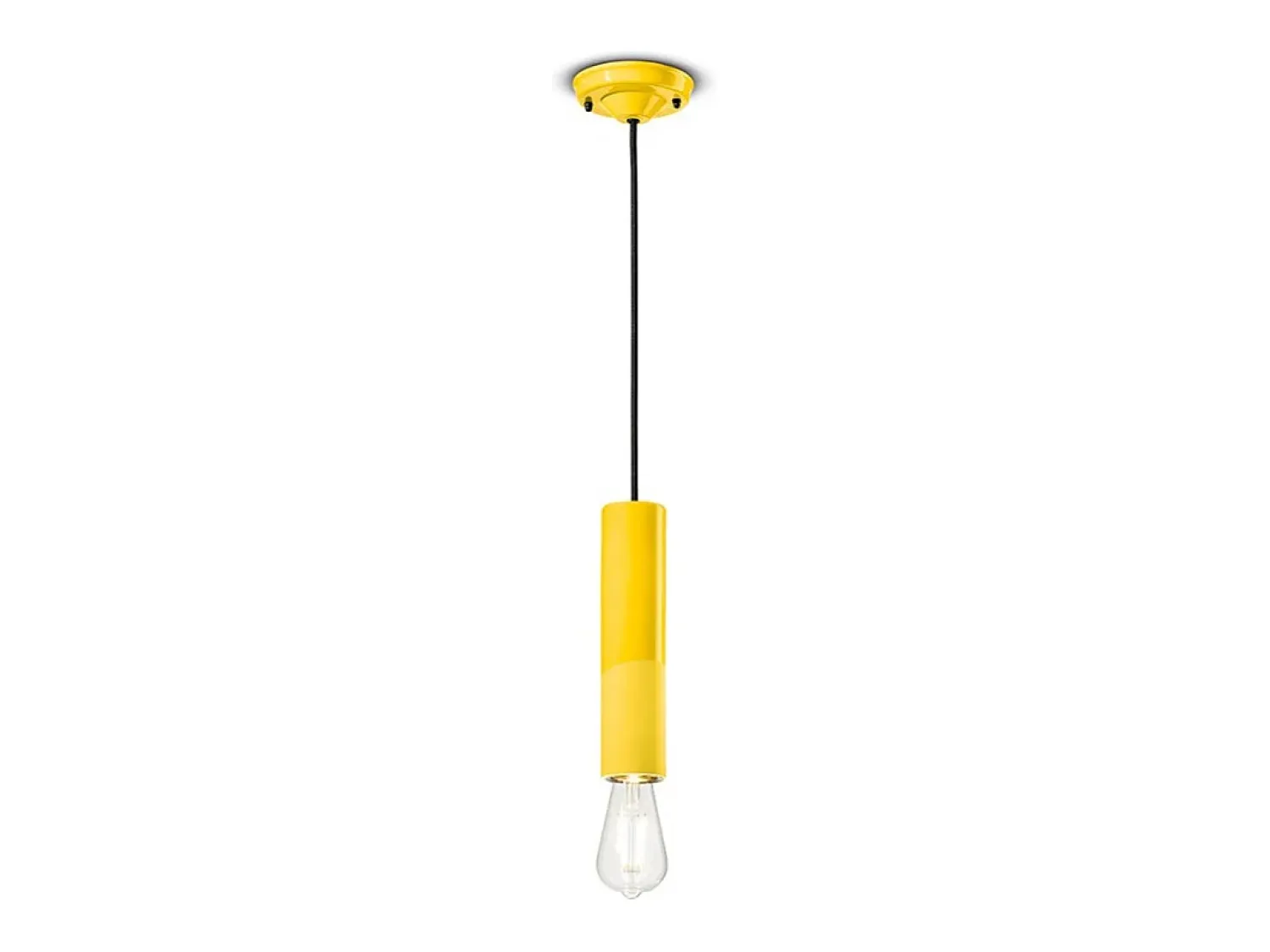 Ferroluce Lámpara Suspendida^Sospensione Piccola Vintage Decò Pi Ceramica Giallo Limone 1 Luce E27 Amarillo