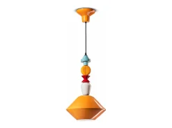 Ferroluce Lámpara Suspendida^Sospensione Piccola Vintage Decò Lariat Ceramica Giallo 1 Luce E27 Amarillo