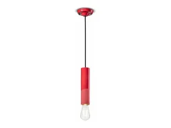 Sospensione Piccola Vintage Decò Pi Ceramica Rosso Corallo 1 Luce E27