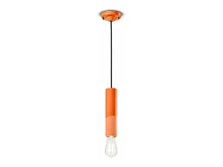 Best Ferroluce Sospensione Piccola Vintage Decò Pi Ceramica Arancio Pesca 1 Luce E27 Naranja