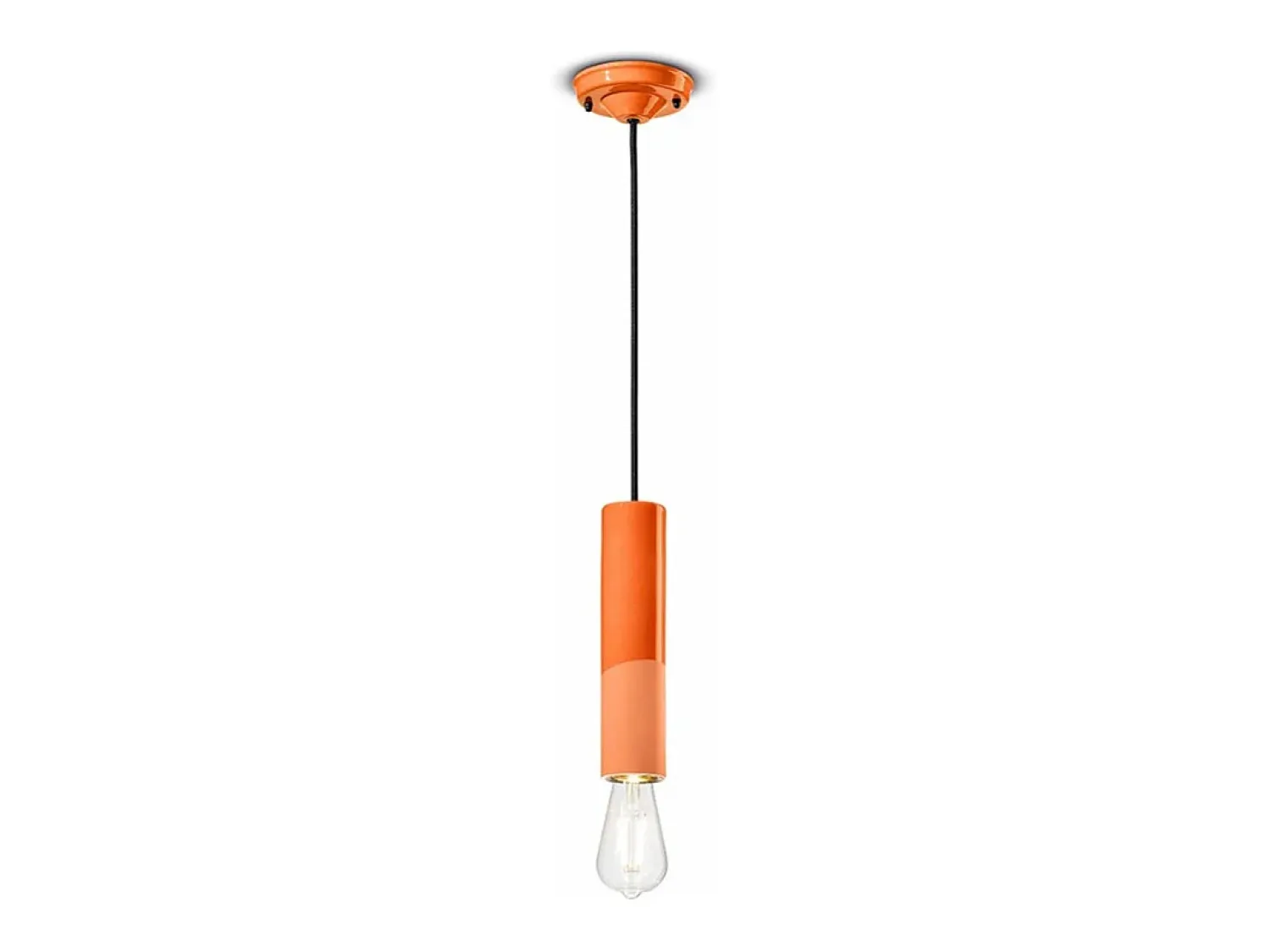 Best Ferroluce Sospensione Piccola Vintage Decò Pi Ceramica Arancio Pesca 1 Luce E27 Naranja