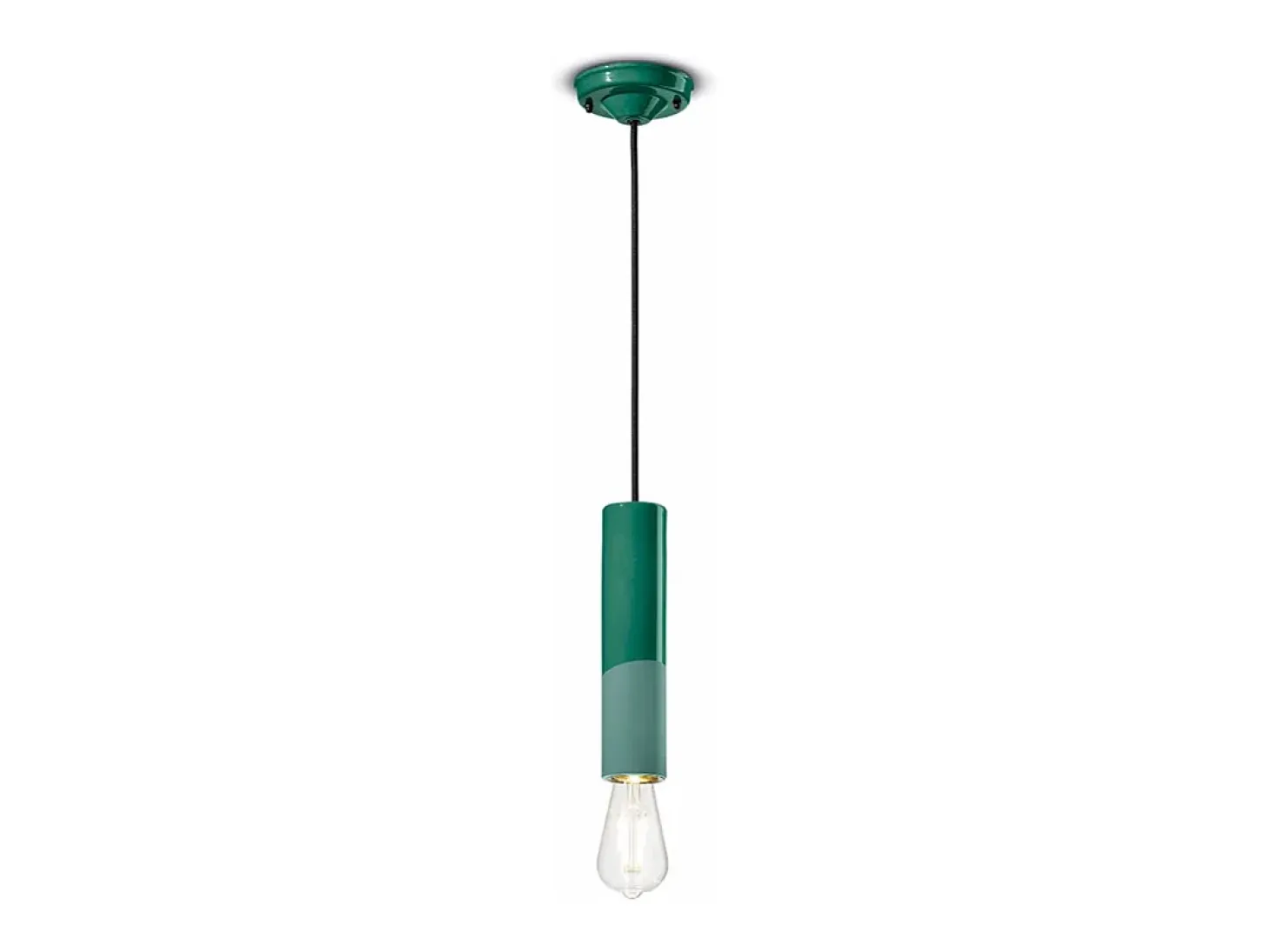 Sospensione Piccola Vintage Decò Pi Ceramica Verde Bottiglia 1 Luce E27