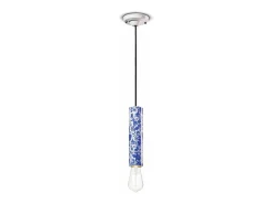 Sospensione Piccola Vintage Decò Pi Ceramica Ming Rosso 1 Luce E27