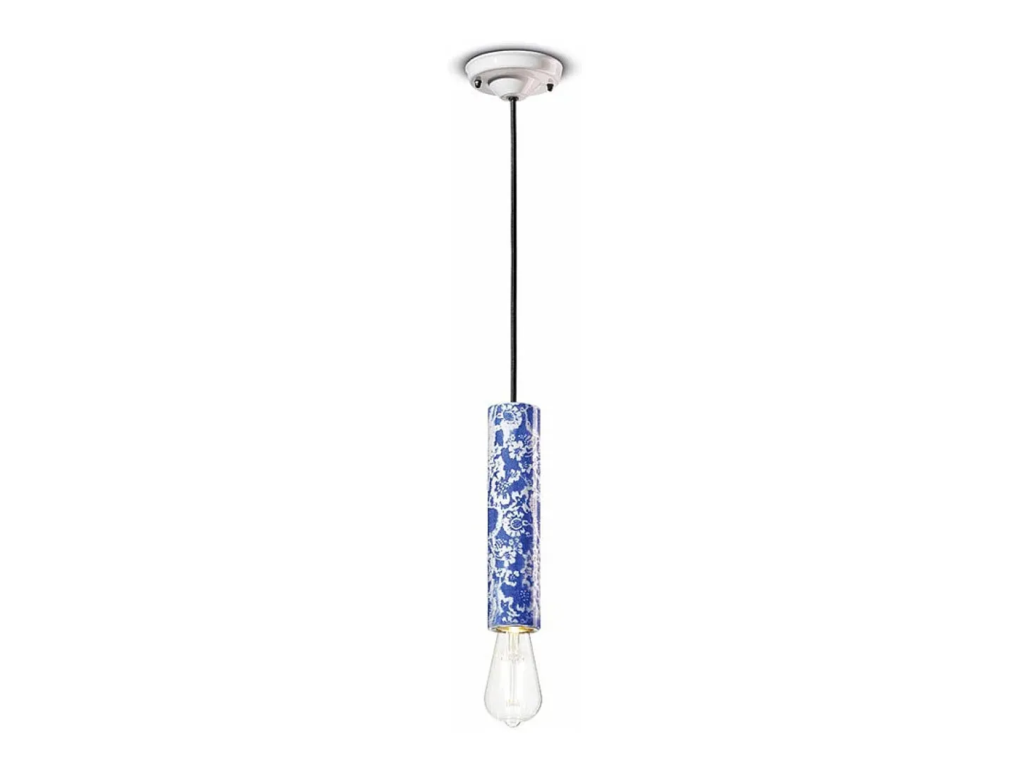 Sospensione Piccola Vintage Decò Pi Ceramica Ming Rosso 1 Luce E27