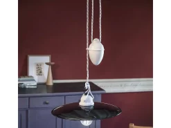 Ferroluce Lámpara Suspendida^Sospensione Saliscendi Classico Potenza Ferro E Ceramica Nero 35Cm 1 Luce E27 Negro
