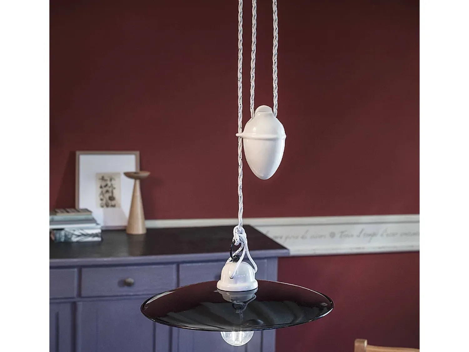 Ferroluce Lámpara Suspendida^Sospensione Saliscendi Classico Potenza Ferro E Ceramica Nero 35Cm 1 Luce E27 Negro
