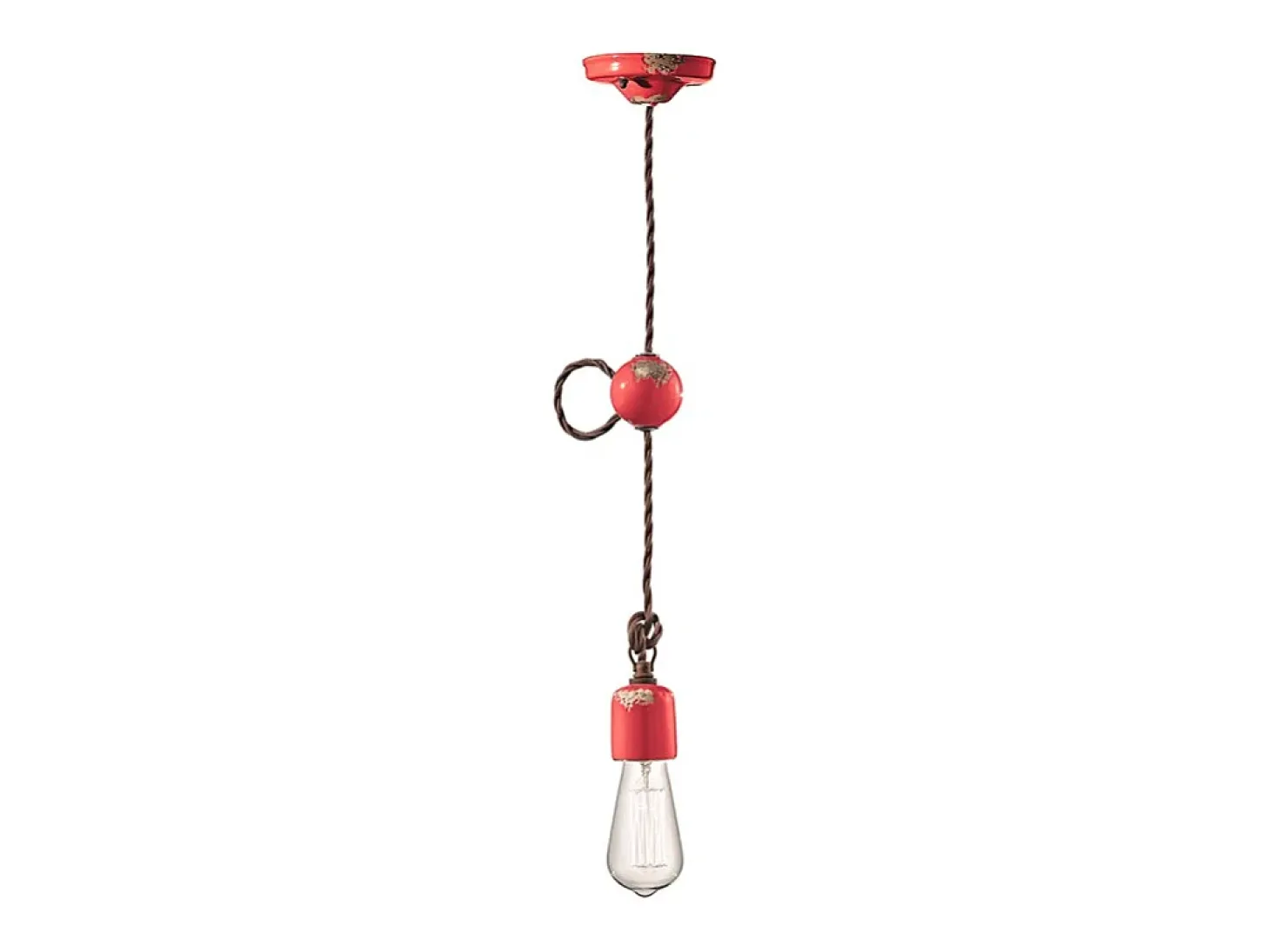 Sospensione Vintage Ceramica Rossa 1 Luce E27