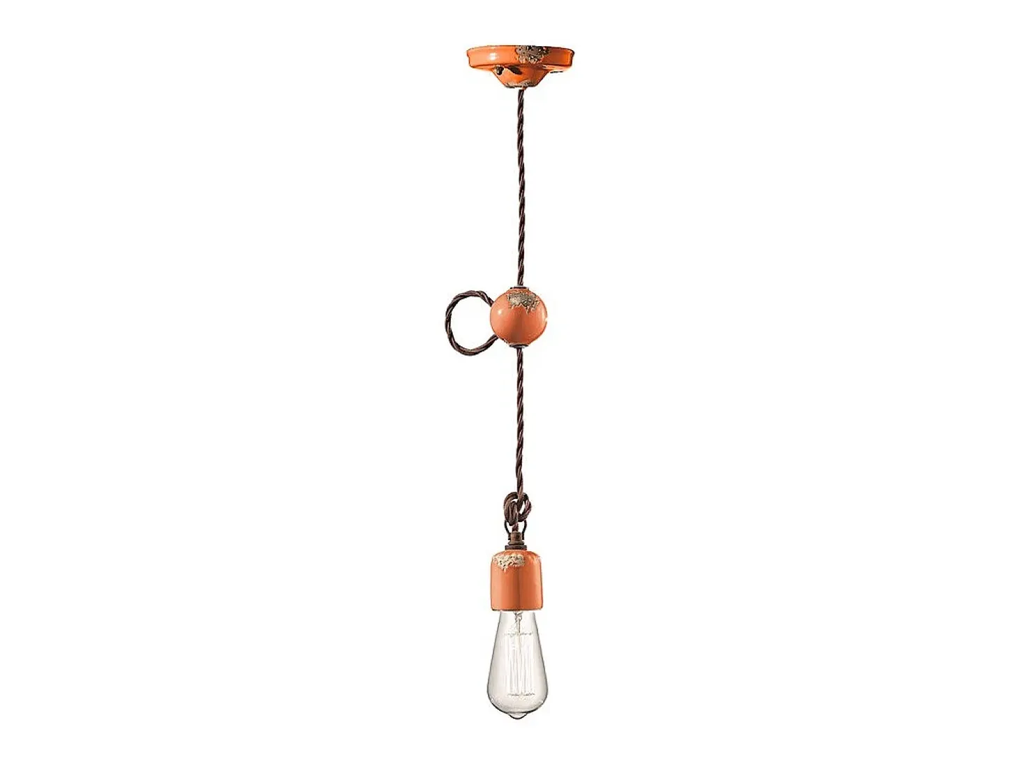 Sospensione Vintage Ceramica Arancio 1 Luce E27
