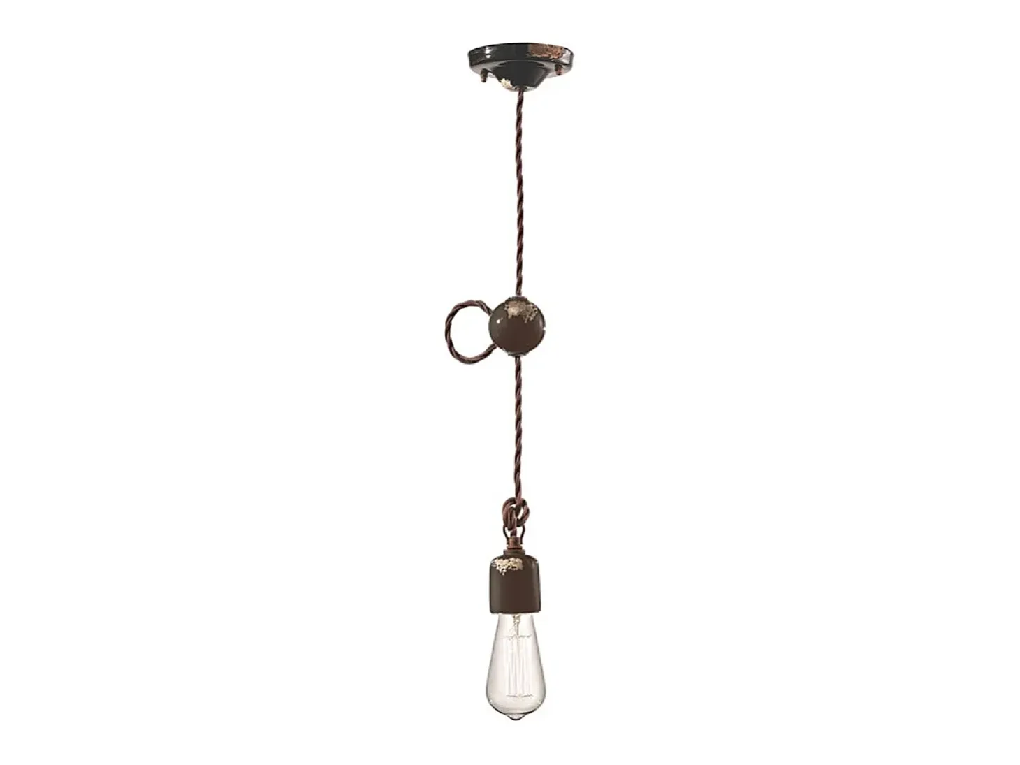Sospensione Vintage Ceramica Nera 1 Luce E27