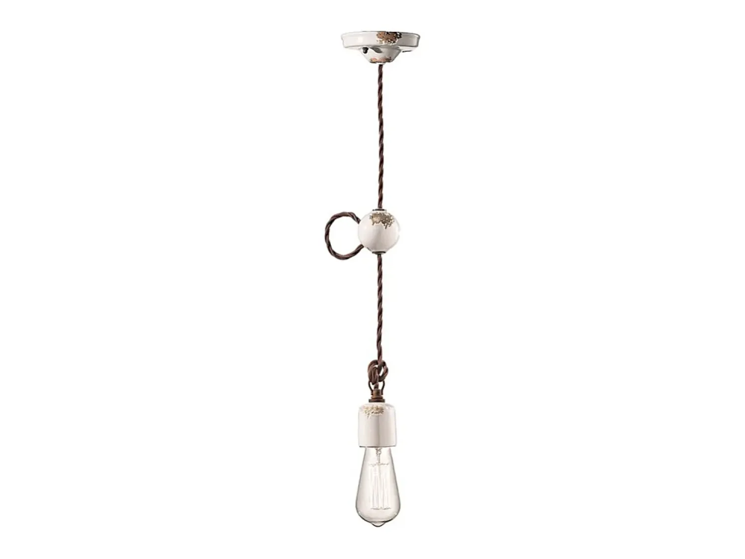 Ferroluce Lámpara Suspendida^Sospensione Vintage Ceramica Bianca 1 Luce E27 Blanco