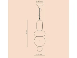 Sospensione Vintage Decò Bumbum 3 Elementi Ceramica Gialla E Arancio 1 Luce E27