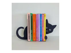 Sujetalibros de metal negro Animales Gato
