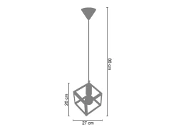 Suspensión TOSEL , metal ,Aluminio ,A 90x D30xP30cm