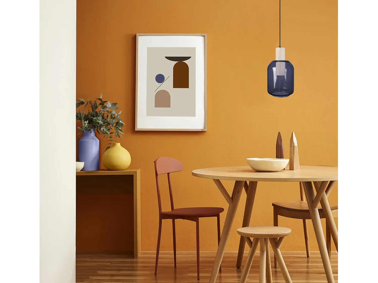 TOSEL Suspensión ,madera, , A100xD14xP 14cm Azul