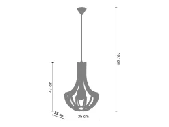 Suspensión TOSEL ,madera,Rojo,A107x D 35xP35cm