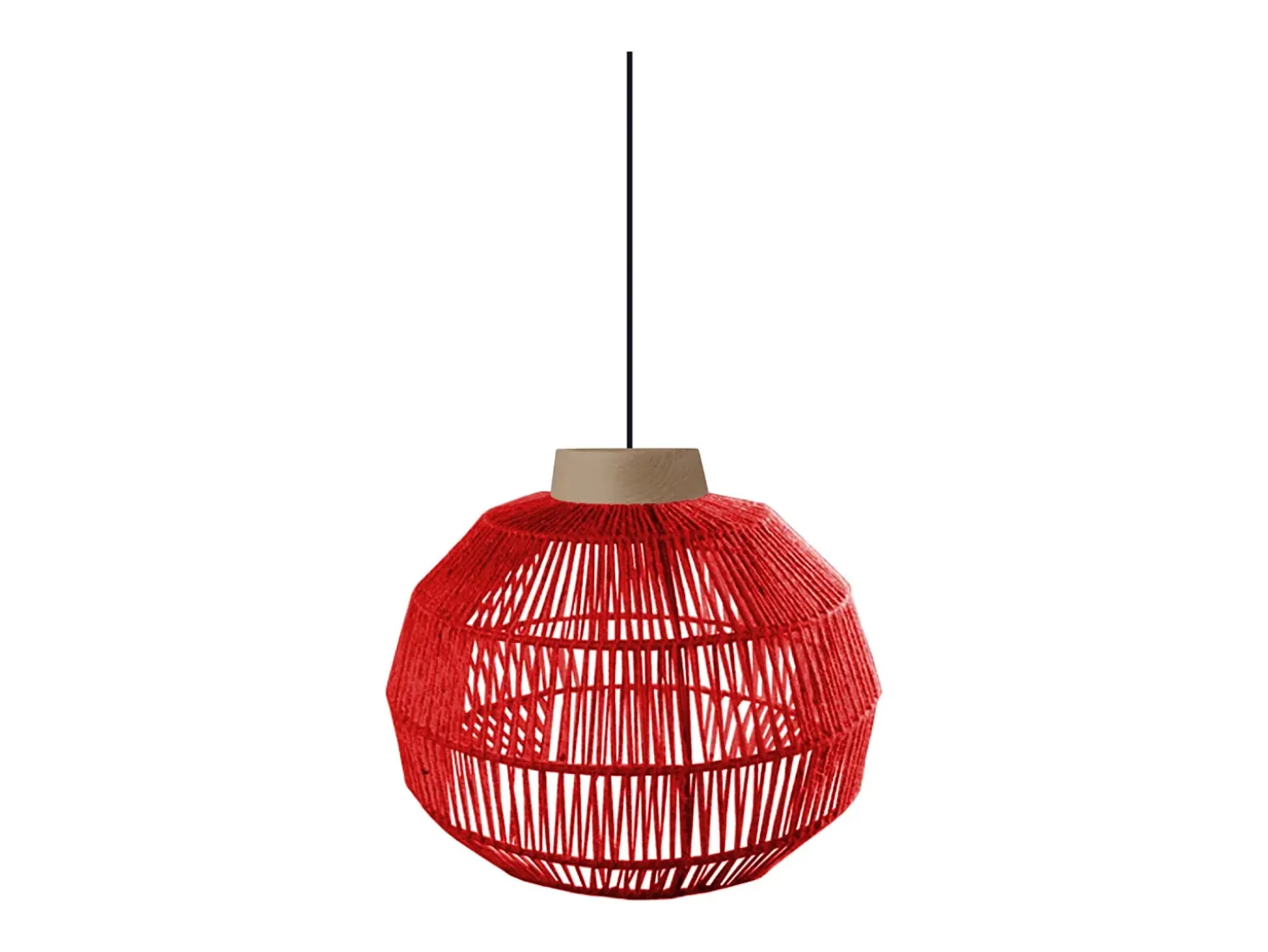 Suspensión TOSEL ,metal, fibra,Rojo, A 90xD25xP25 cm