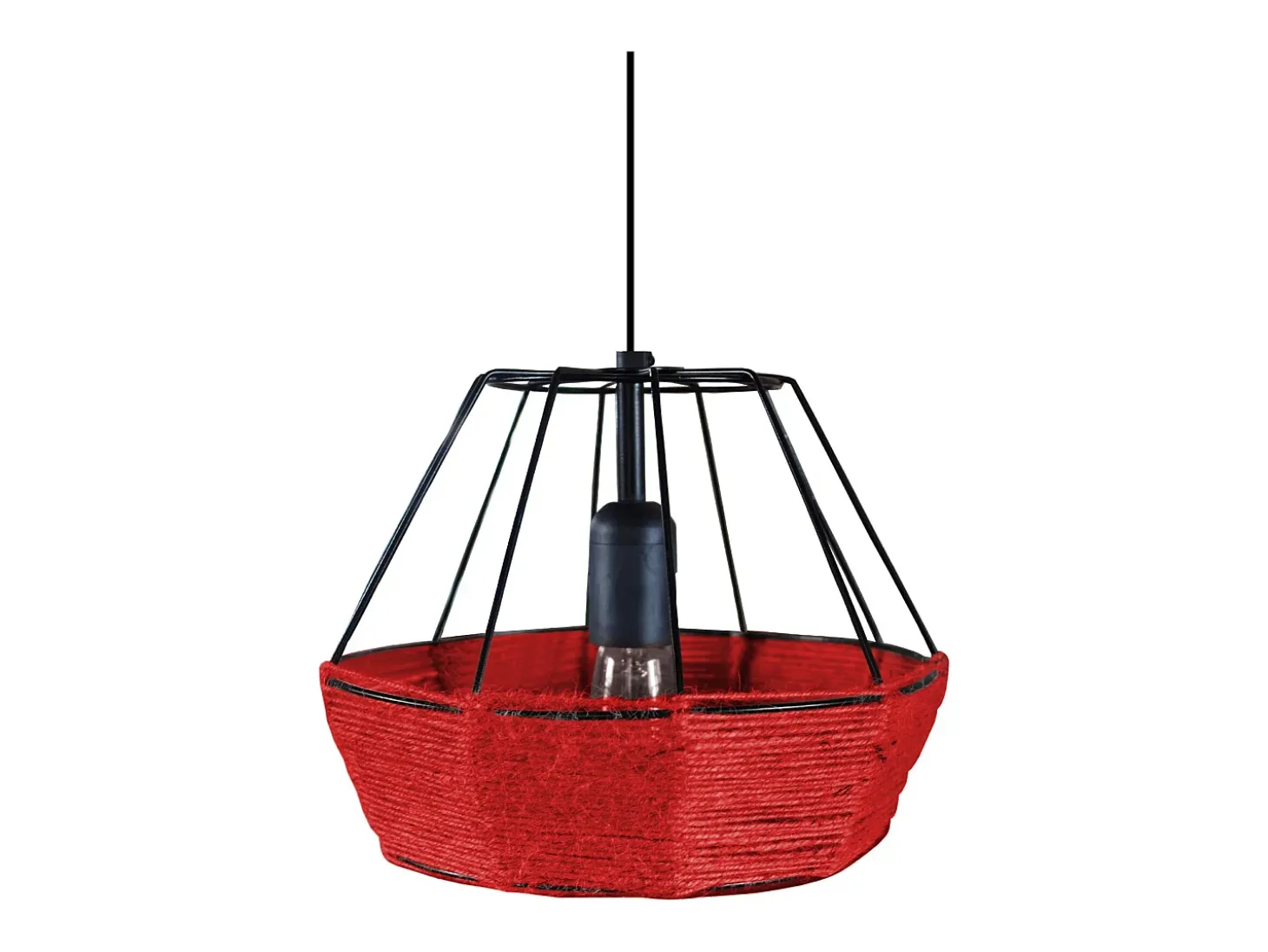 Suspensión TOSEL ,metal, fibra,Rojo, A 90xD25xP25 cm