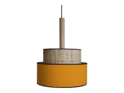 Suspensión TOSEL ,metal, fibra,AMARILLO,A 90xD 45x P 45cm