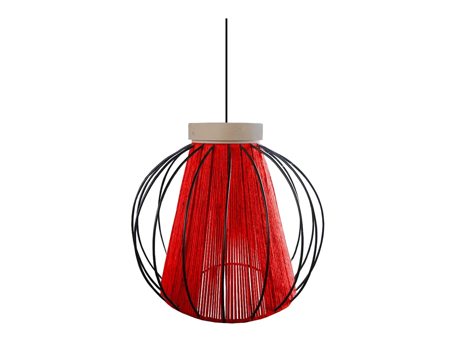 TOSEL Lámpara Suspendida^Suspensión ,metal, fibra,,A 90x D28xP28cm Rojo