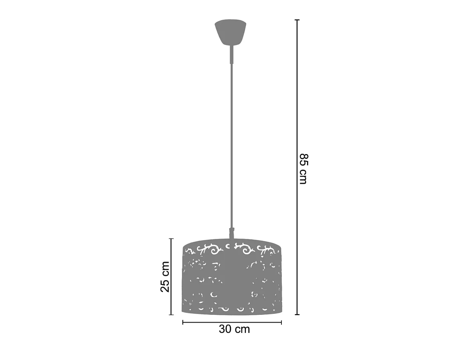TOSEL Lámpara Suspendida^Suspensión ,metal , , A 85xD30x P 30cm Negro