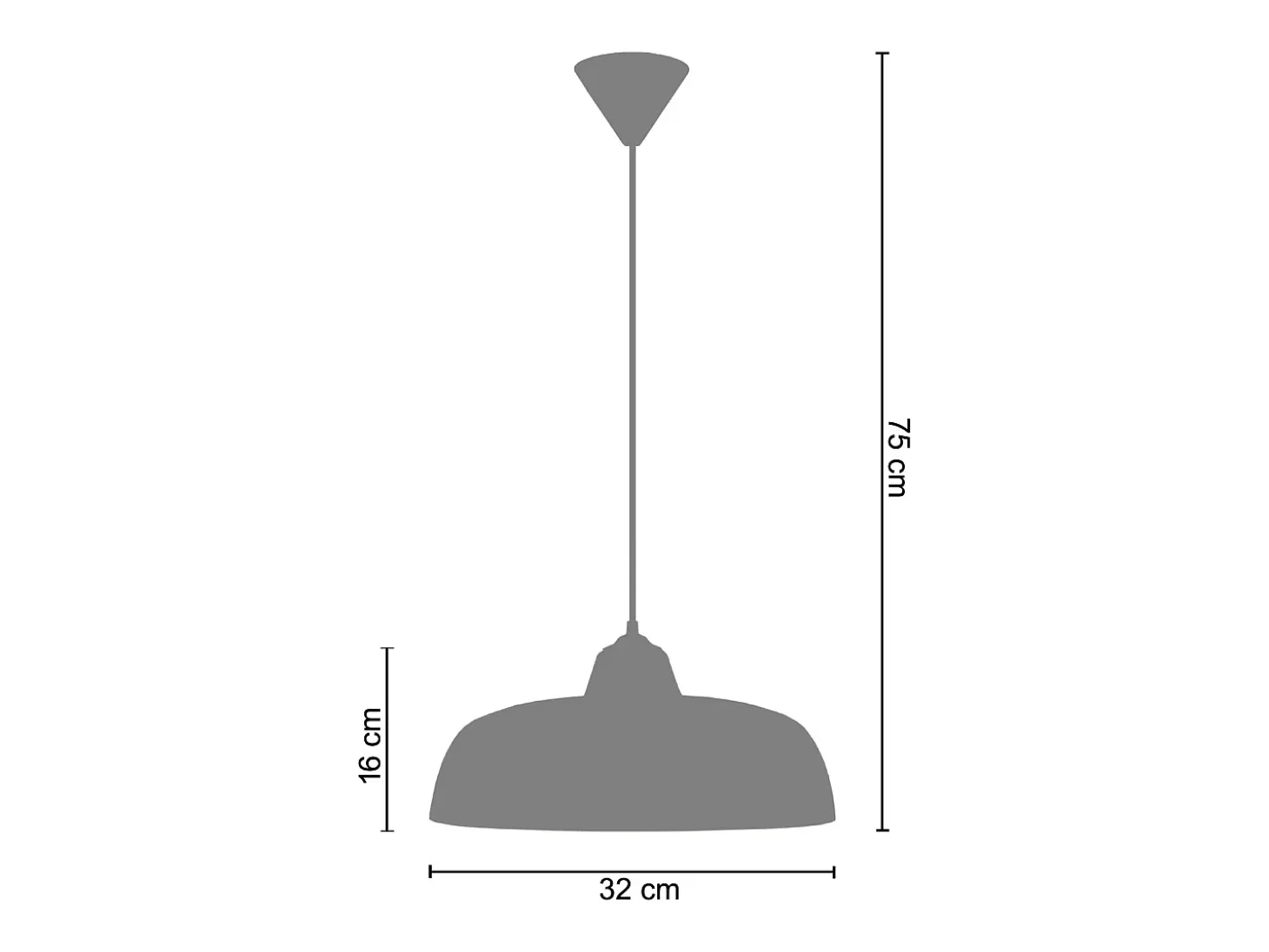 Suspensión TOSEL ,metal,Gris ,A 75x D32xP32cm