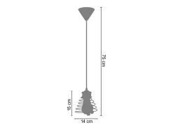 Suspensión TOSEL ,metal,Naranja,A 75x D14xP14cm